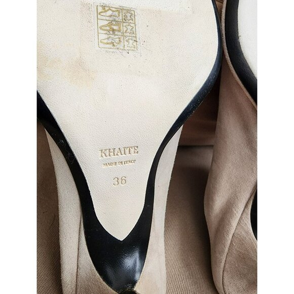 NWOB Khaite Watts Coco Suede Mule Shoes Size 36 / US 6 Conical Kitten Heel - Picture 8 of 9